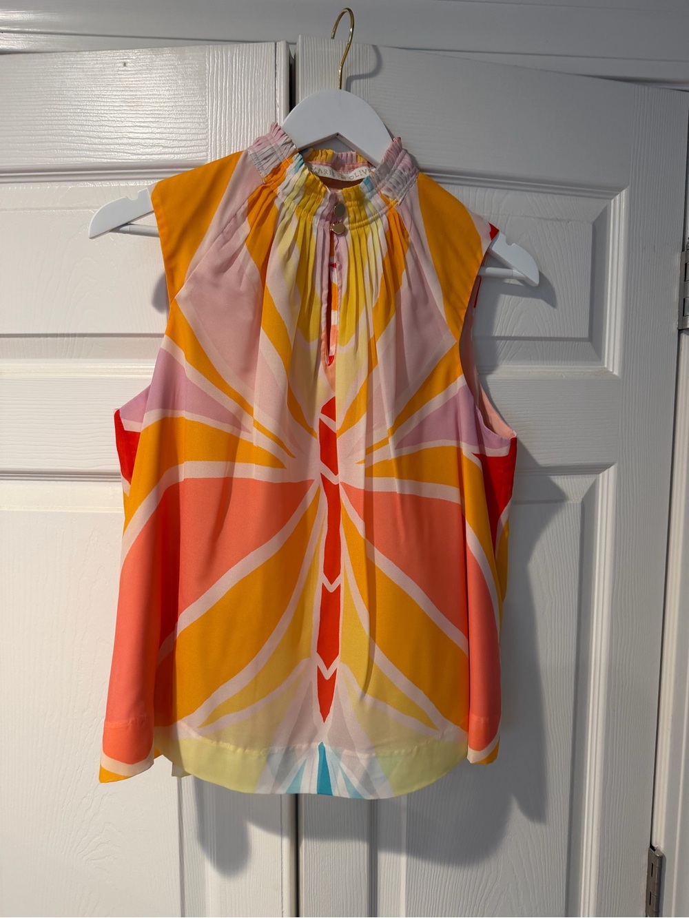 Marie Oliver Coral, Pink & Yellow Sleeveless Top